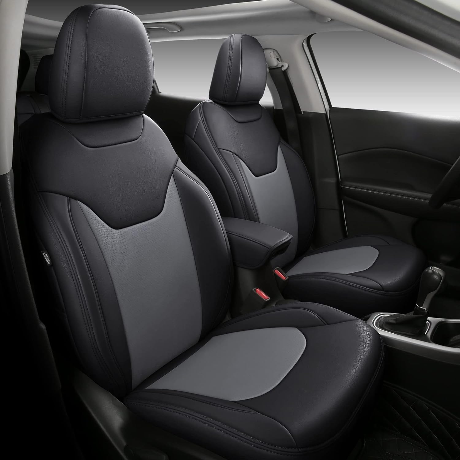 LEYJOIN Fully Wrapped Faux Leather Custom Car Seat Covers Full Set Fit for Jeep Cherokee (Jeep Cherokee 19-21, Black)