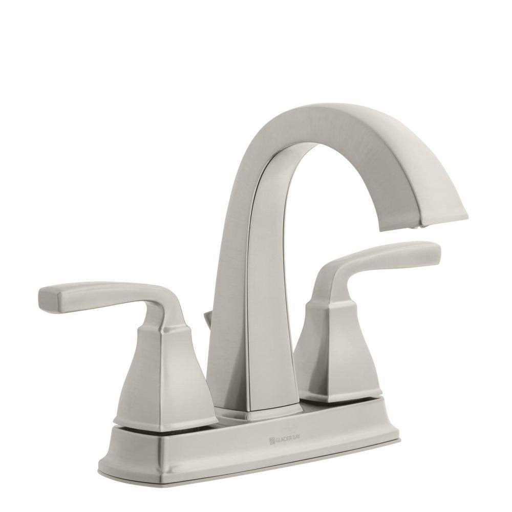Glacier Bay Mason 4 in. Centerset 2-Handle High-Arc Bathroom Faucet in Brushed Nickel