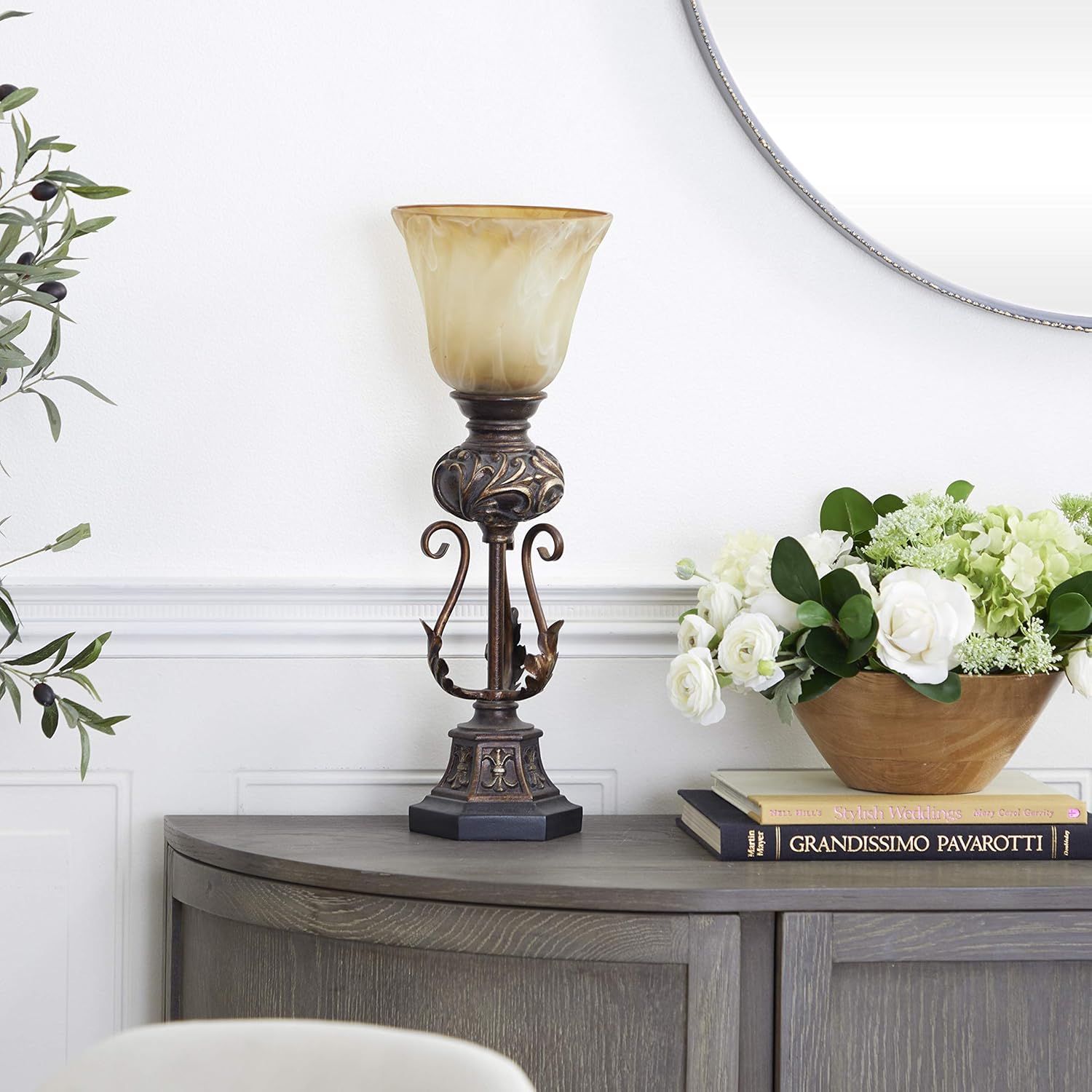 Deco 79 Polystone Metal Uplight, 20 by 8-Inch Pack of 2