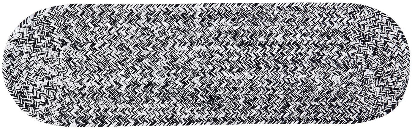 Super Area Rugs Farmhouse Braided Rug Cotton Kitchen Reversible Carpet, Black & White, 3' X 5'