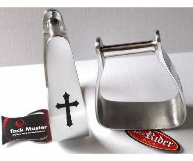 Challenger Western Angled Aluminum Saddle Stirrups w/ Black Cross Inlay 5132