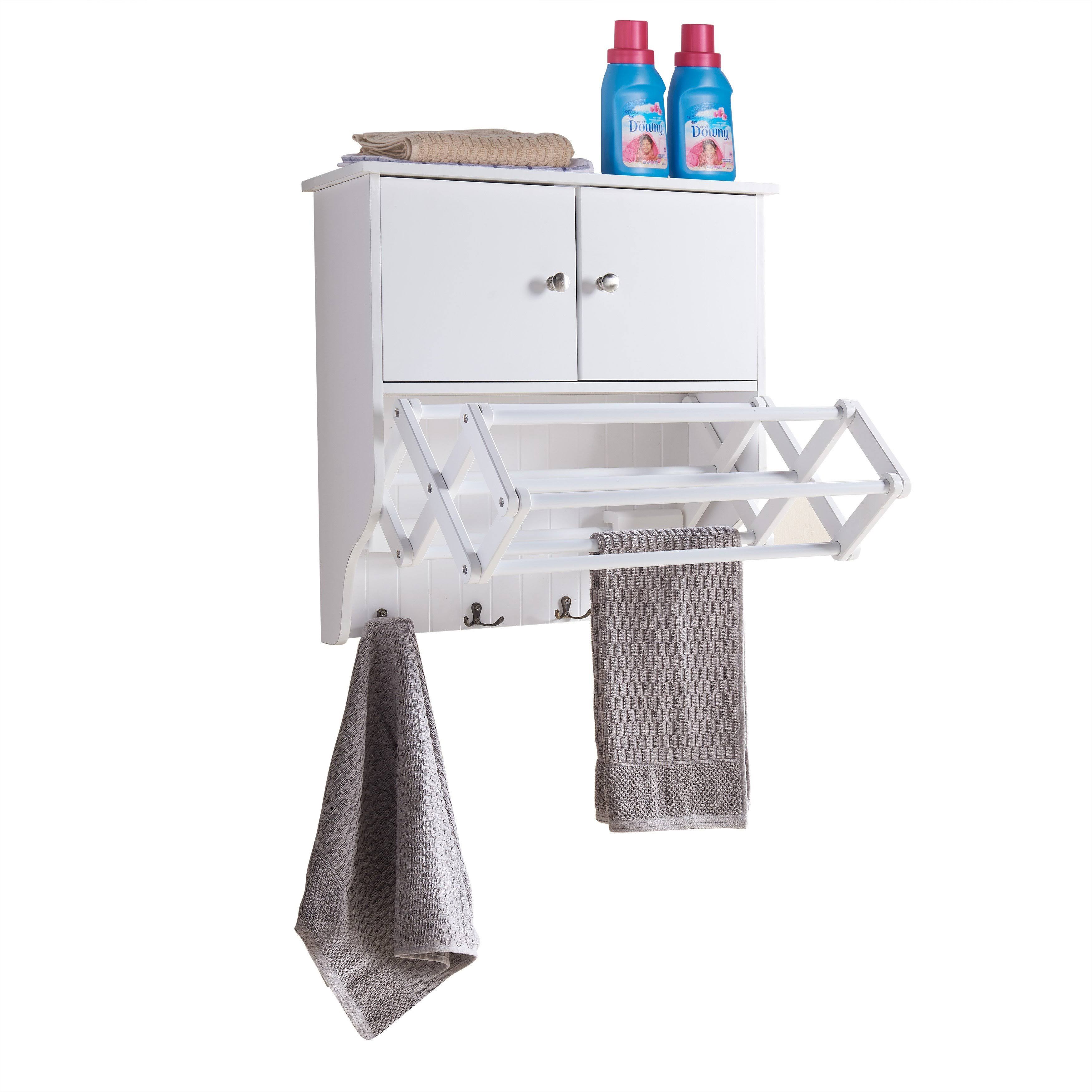 Danya B. Accordion Wall Mount Drying Rack with Cabinet,White