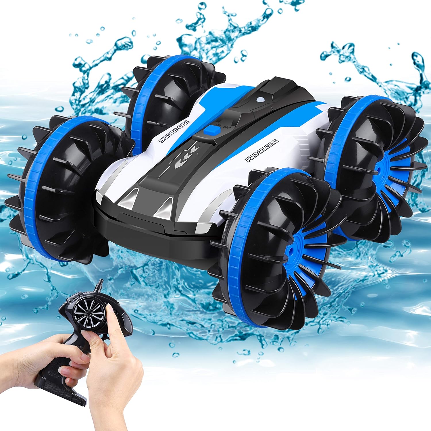 YEZI Amphibious RC Car for Kids Toys for 6-12 Year Old Boy 2.4 GHz Remote Control Boat Waterproof RC Monster Truck Stunt Car 4WD Remote Control Vehicle Teen Adult Gift All Terrain Water Beach Pool Toy Pack of 2