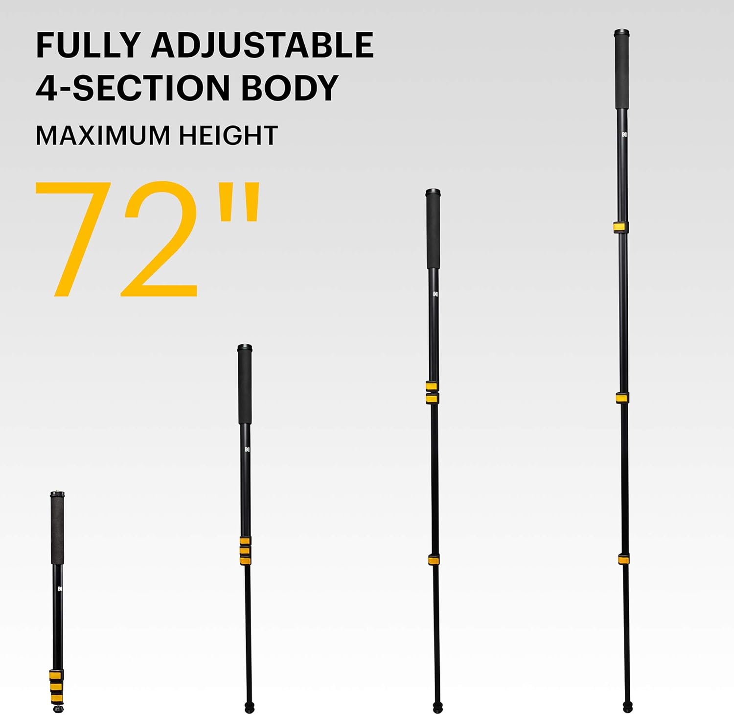 KODAK PhotoGear 72” Portable Monopod | 21”-72” Lightweight Aluminum Monopod | 4-Section Flip Lock Adjustment, Smartphone Adapter, Rubber Foot with Retractable Spike, Wrist Strap & Bonus E-Guide & Case