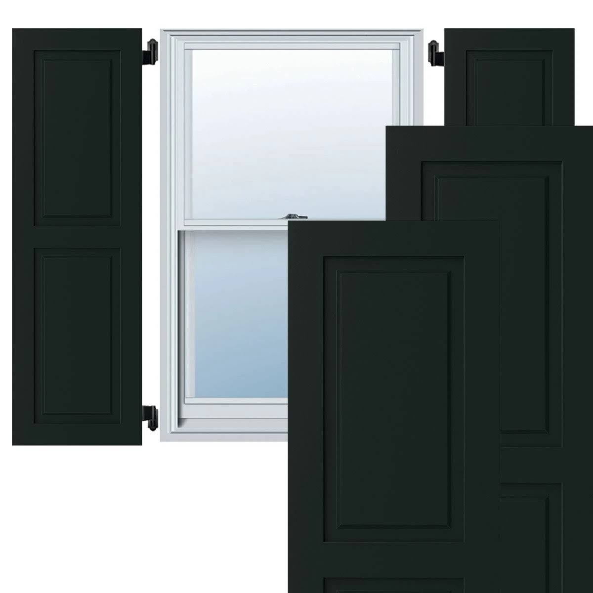 Ekena Millwork CWR12X031DGC 12x22W x 31x22H Exterior Composite Raised Panel Shutters (Per Pair), Black Forest Green