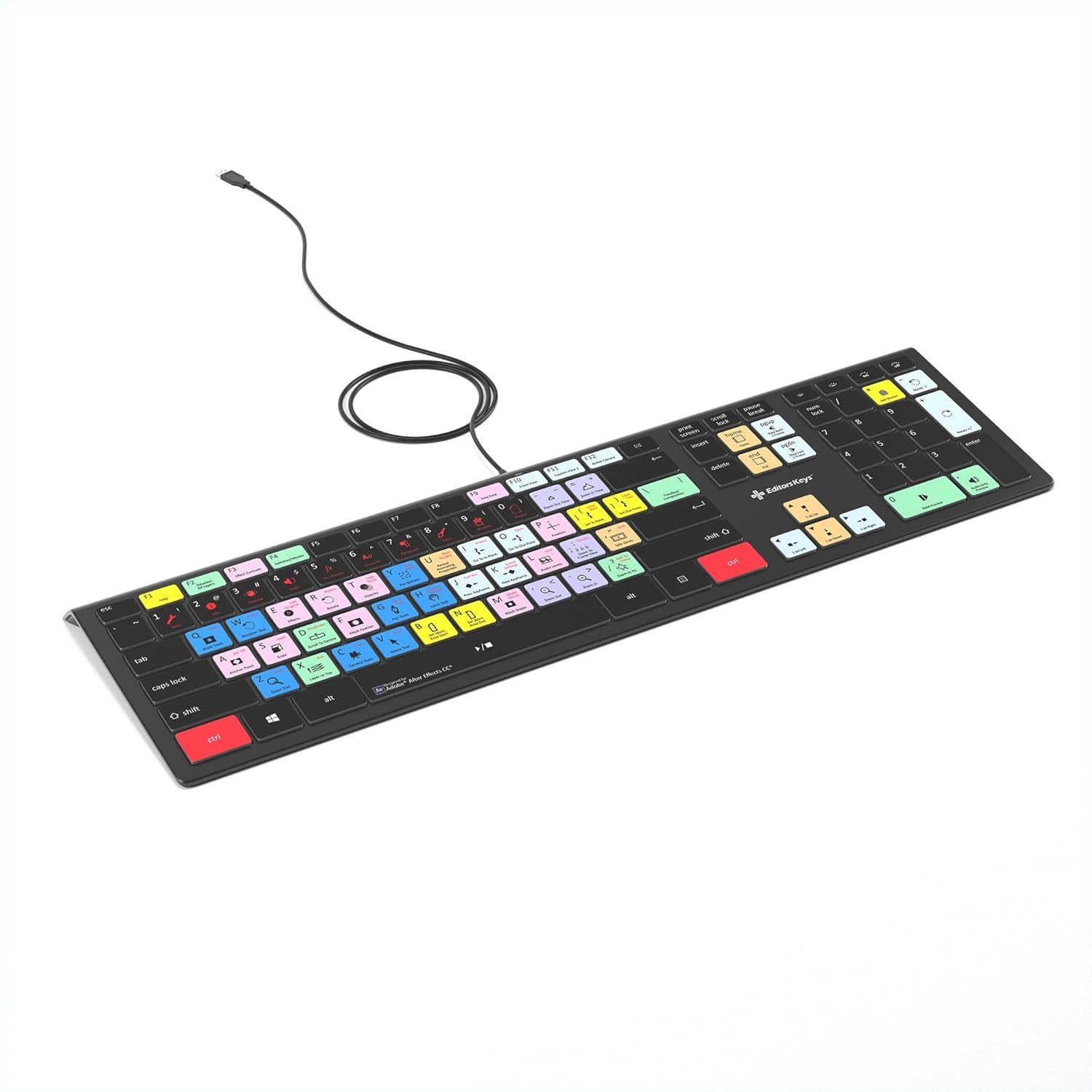 Backlit Adobe After Effects Keyboard for PC - Illuminated Windows Shortcut Keyboard