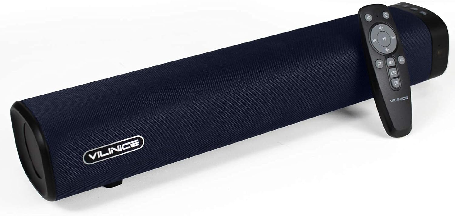 50W Sound Bar, VILINICE 16-Inch Soundbars for TV, 3 EQ Modes, Small Soundbar with Wireless Bluetooth 5.0, Optical/Aux/USB/RCA Connection, Built-in DSP, Remote Control,Wall Mountable Pack of 2