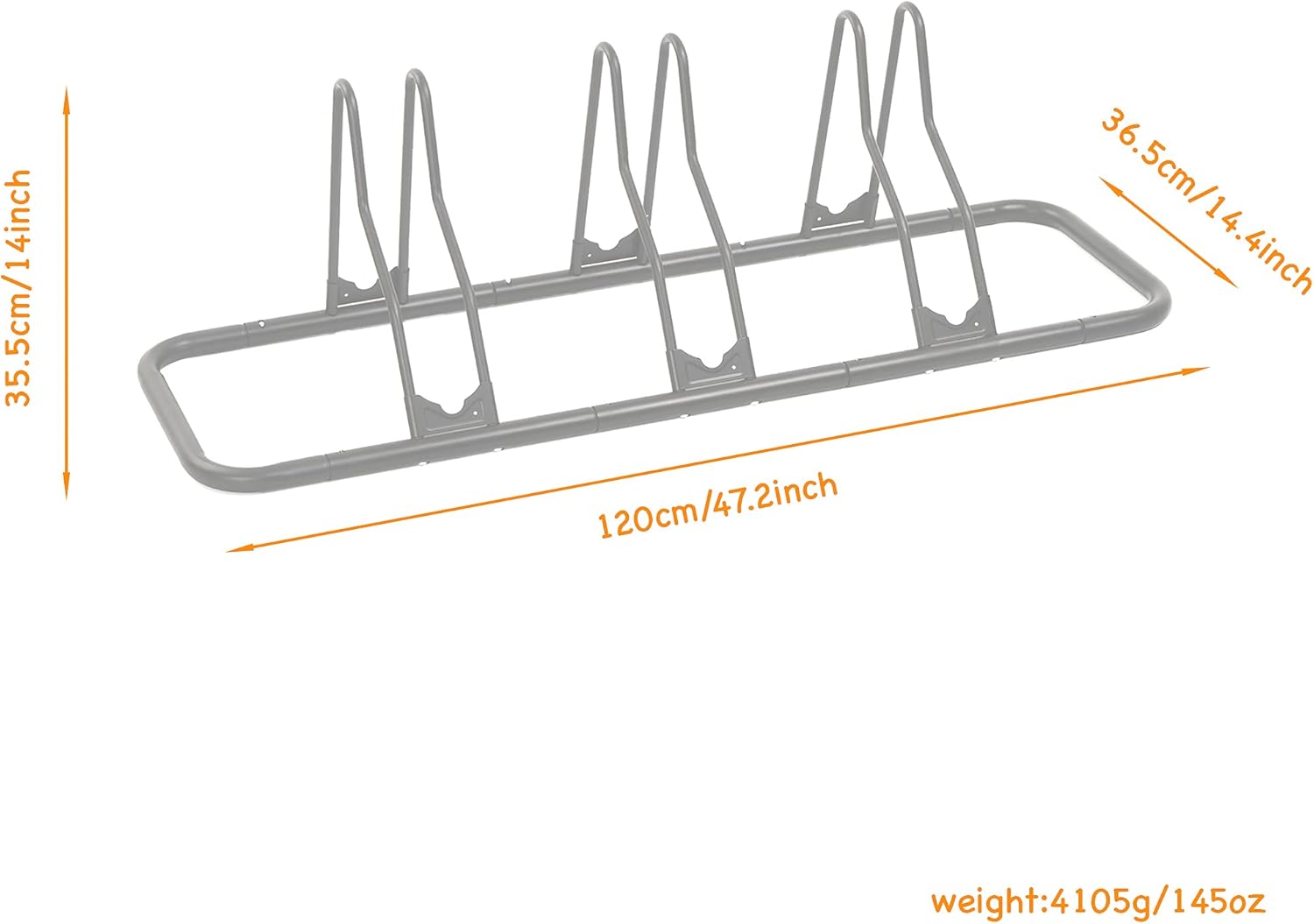 CyclingDeal 3 Bicycle Floor Type Parking Rack Stand - for Mountain MTB and Road Bike Indoor Nook Garage Storage - 3 Bikes