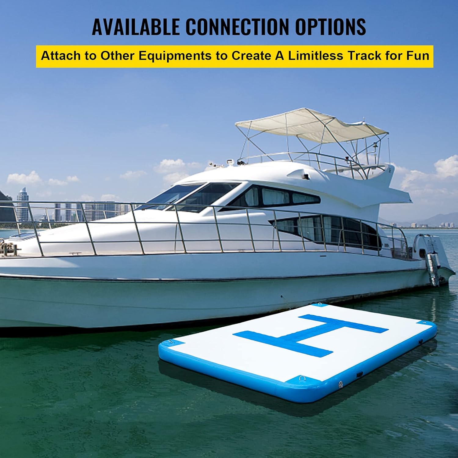 Happybuy Inflatable Floating Dock 10 x 6.5 ft, Inflatable Dock Platform with Electric Air Pump, Inflatable Swim Platform 6 Inch Thick, Floating Dock 5-6 People, Floating Platform for Pool Beach Ocean
