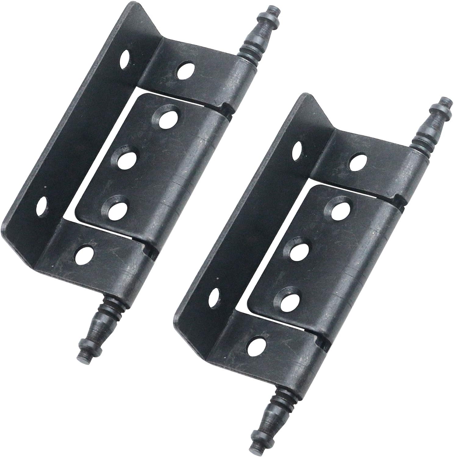 Antrader 2.75 Inch Full Inset Partial Wrap Long Axis Hinge Black Vintage Cabinet Furniture Hinge 2-Pack
