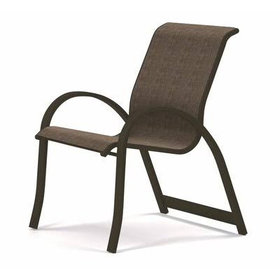 Aruba Stacking Metal Patio Dining Armchair Telescope Casual Frame Color: Textured Beachwood, Color: Harper
