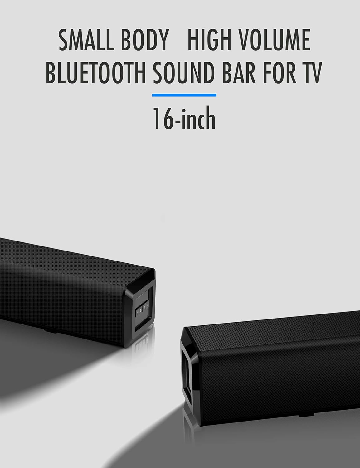 Wohome Small Sound Bars for TV, 50W 16-Inch Ultra Slim Mini Surround Soundbar Speakers System with Wireless Bluetooth 5.0 Optical AUX USB Connection, 5 Equalizer Modes, for 4K & HD TVs, Model S66 Pack of 2