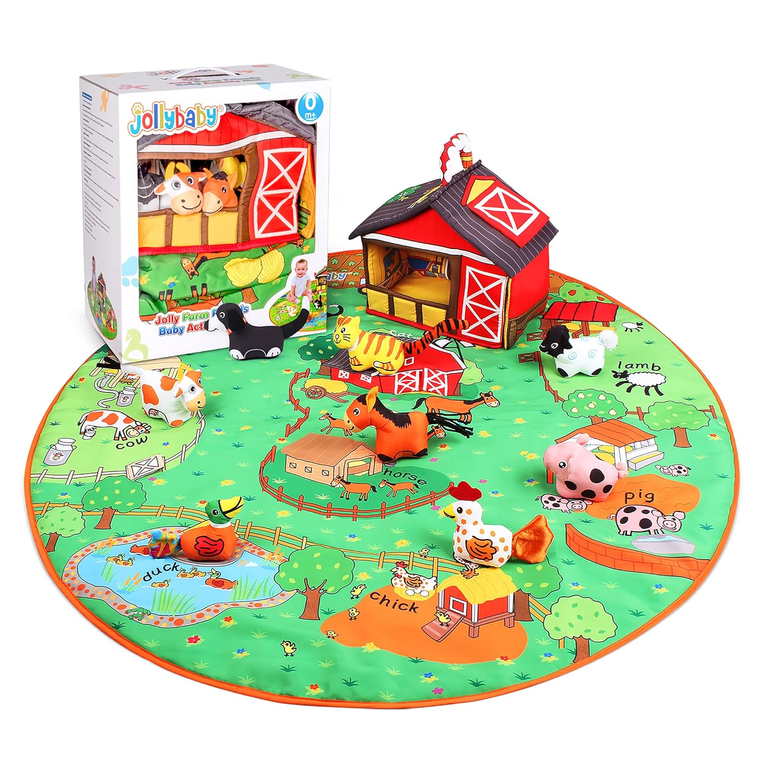 HECCEI Baby Play Mat Portable Folding Soft and Waterproof Baby Crawling Mat, Jungle Farm Baby Activity Round Playmat for Infants Toddler and Kids (Jungle) Pack of 2