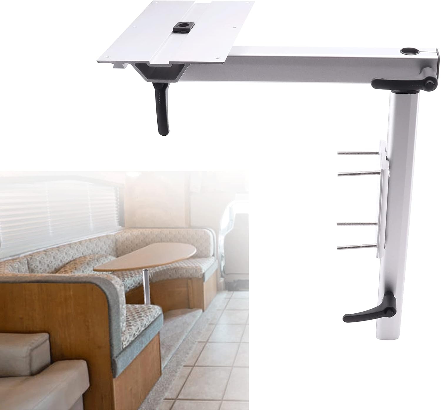 TIMAGIC Removable RV Table Leg, Detachable Aluminum Alloy Laptop Table Bracket 360 Degree Rotatable Adjustable Table Mount for RV Motorhome Camper Yacht Boat
