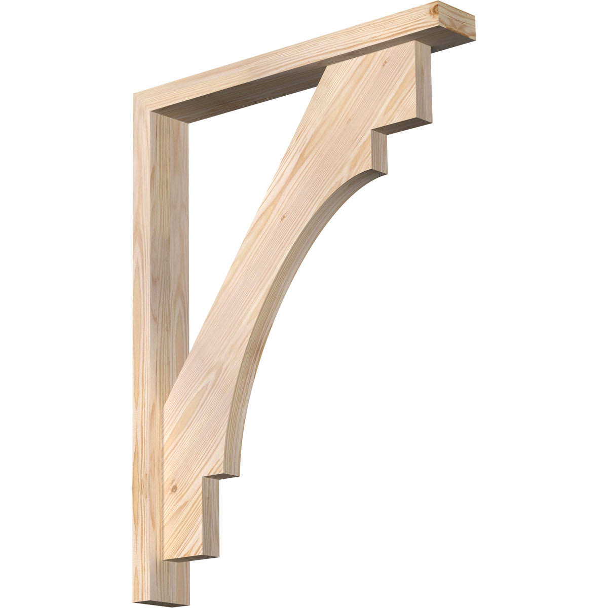 Ekena Millwork 1463325 3 1/2x22W x 24x22D x 32x22H Merced Block Smooth Bracket w/ Offset Brace, Douglas Fir