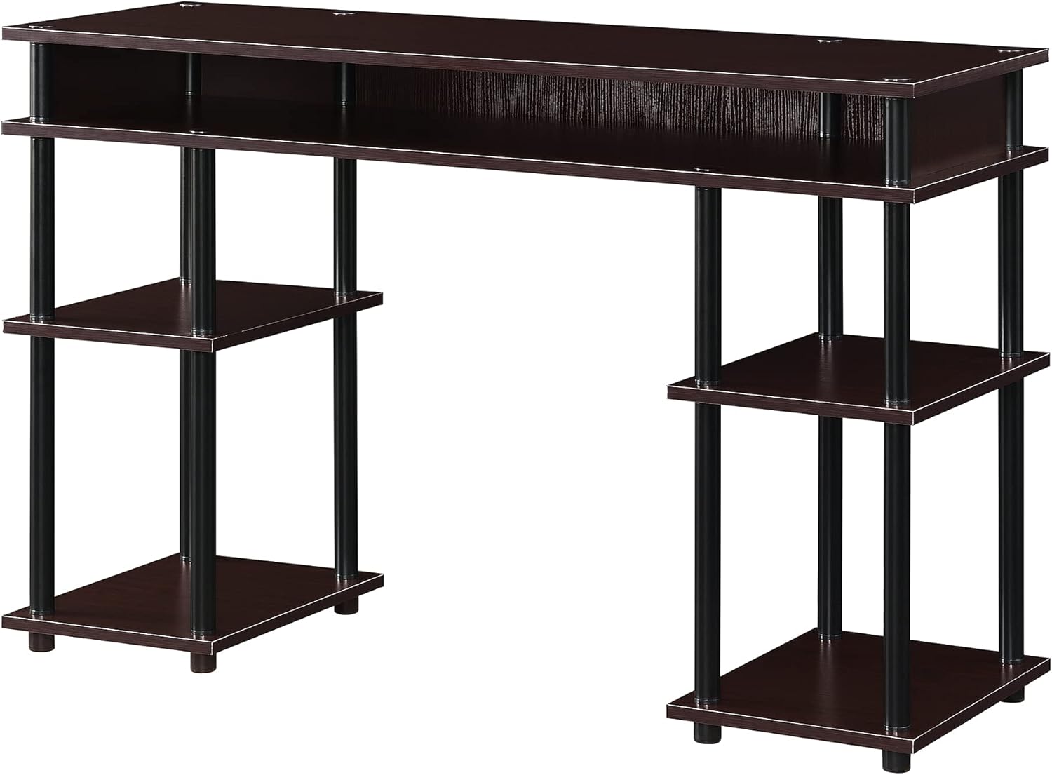 Convenience Concepts Designs2Go No Tools Student Desk with Shelves, Espresso/Black