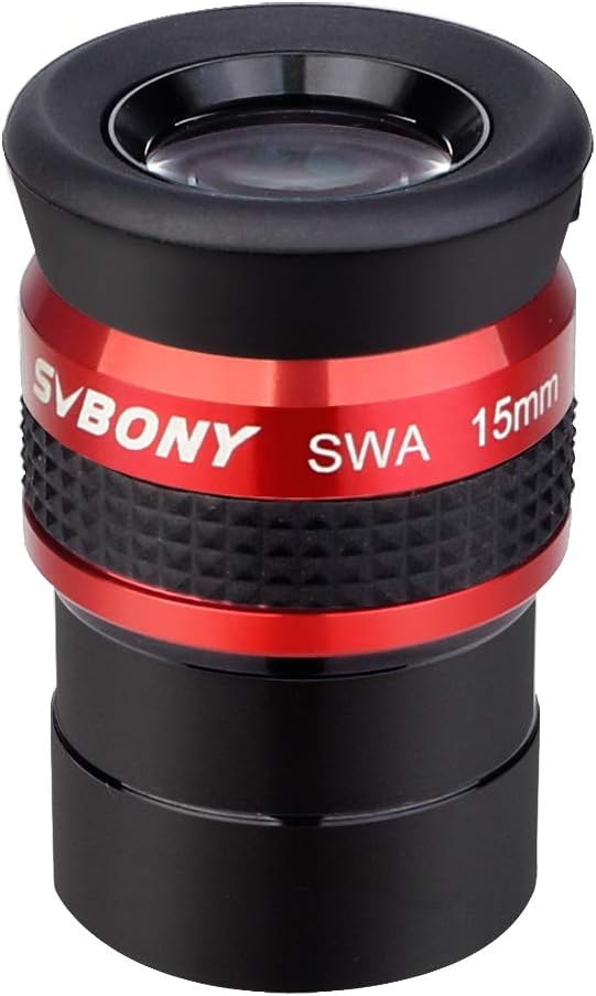 SVBONY SV154 Telescope Eyepiece 1.25 inch SWA 70 Degree 15mm Super wide Angle Telescope Accessory with Twist Up Eyecups