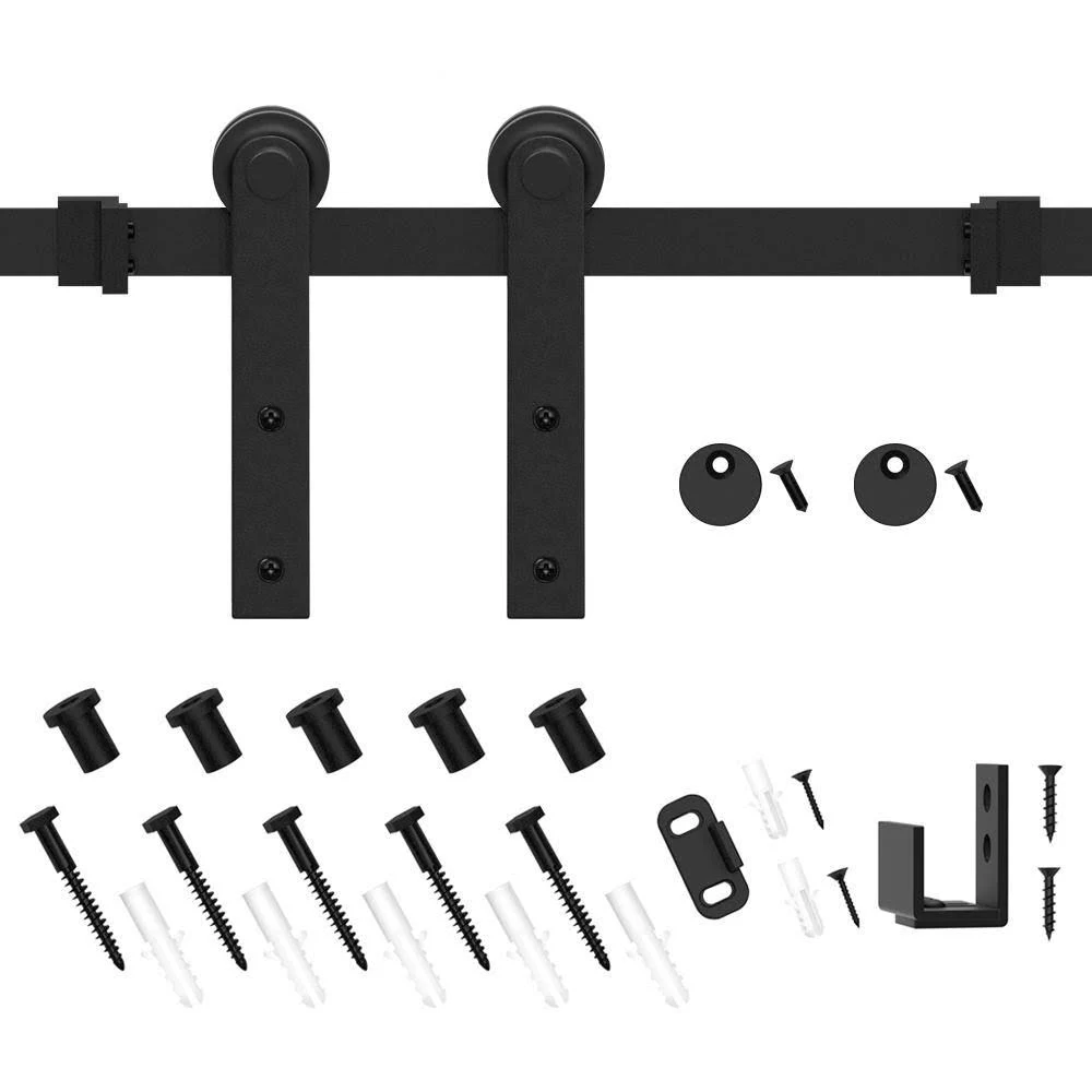 winsoon 6.6 ft. /79.2 in. Super Mini Sliding Barn Door Hardware for Single Door TV Stands (I Shape Hanger), Frosted Black