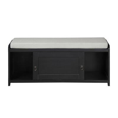 Homes Collection Wood Storage Bench with 2 Cabinets (Gray) Red Barrel Studio Color: Black