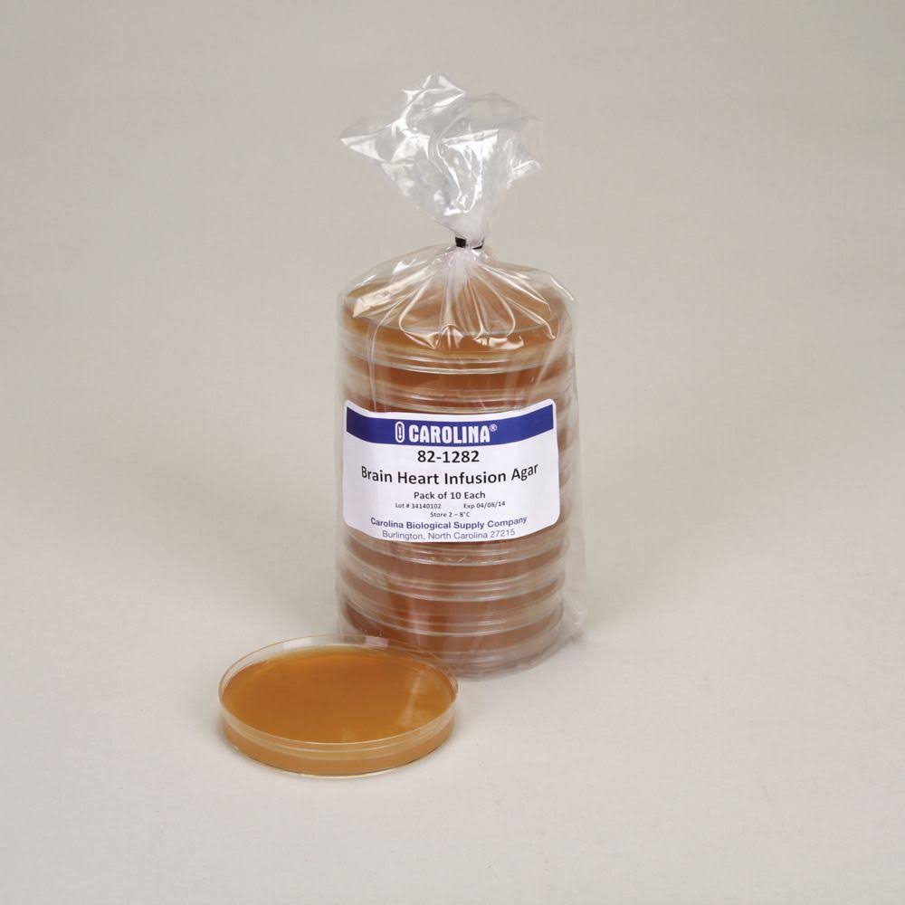 Brain Heart Infusion Agar, Prepared Media Plates, 100 x 15 mm, Pack of 10 821282