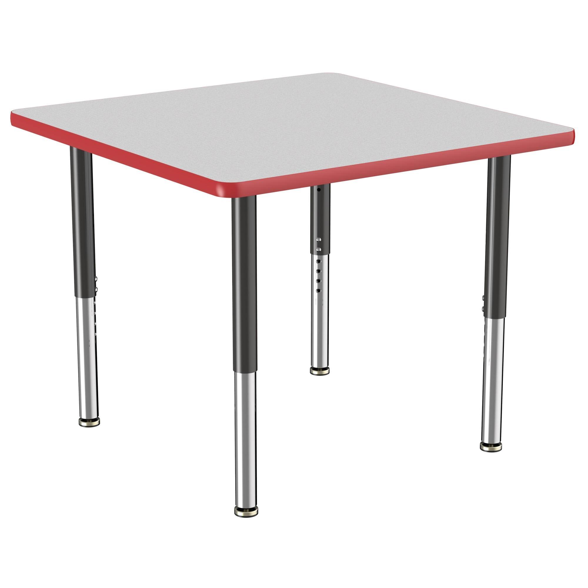 36in x 36in Square T-Mold Adjustable Activity Table with Super Leg - Gray/Red