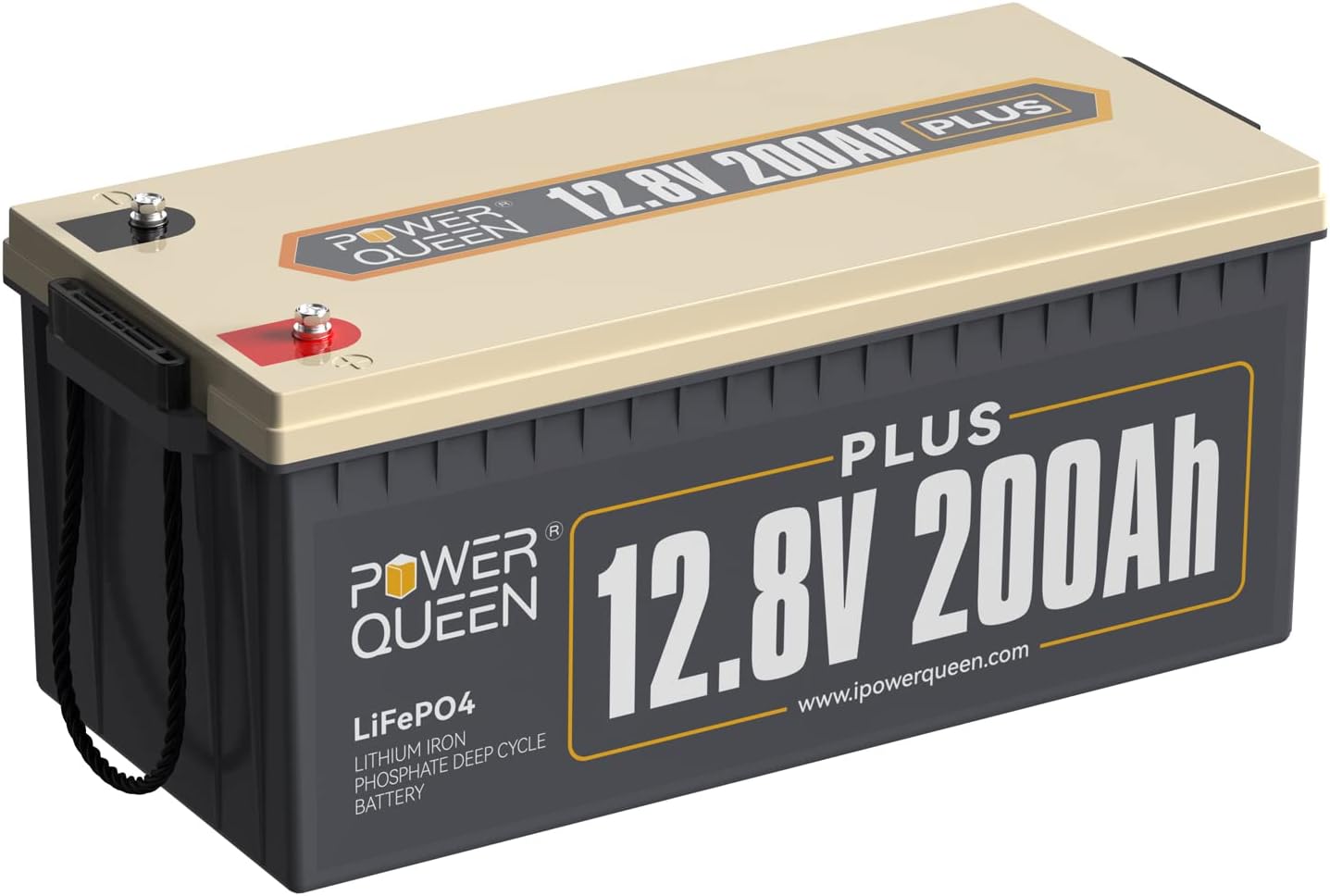 Power Queen 12V 200Ah Plus LiFePO4 Deep Cycle Lithium Battery, over 4000 Cycles, Built-in 200A BMS, 2560W Load Power, Backup Battery in Case of Power Outage, Perfect for RV, Off-Grid System, Solar.