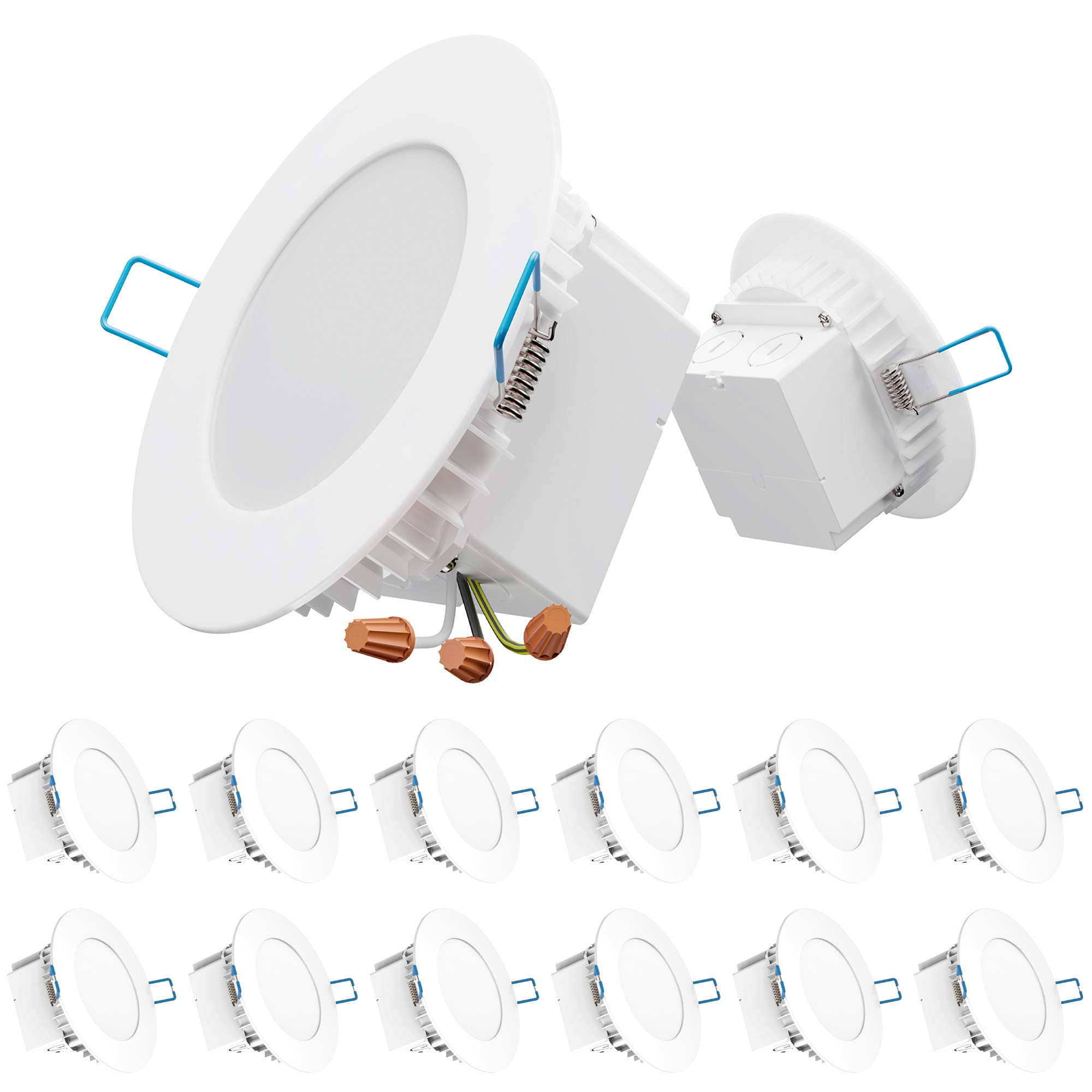 Sunco Lighting 12 Pack 4 inch Slim LED Downlight, Integrated Junction Box,10W\x3d60W, 650 lm, Dimmable, 2700K Soft White, Recess - Ajnaraintegrity