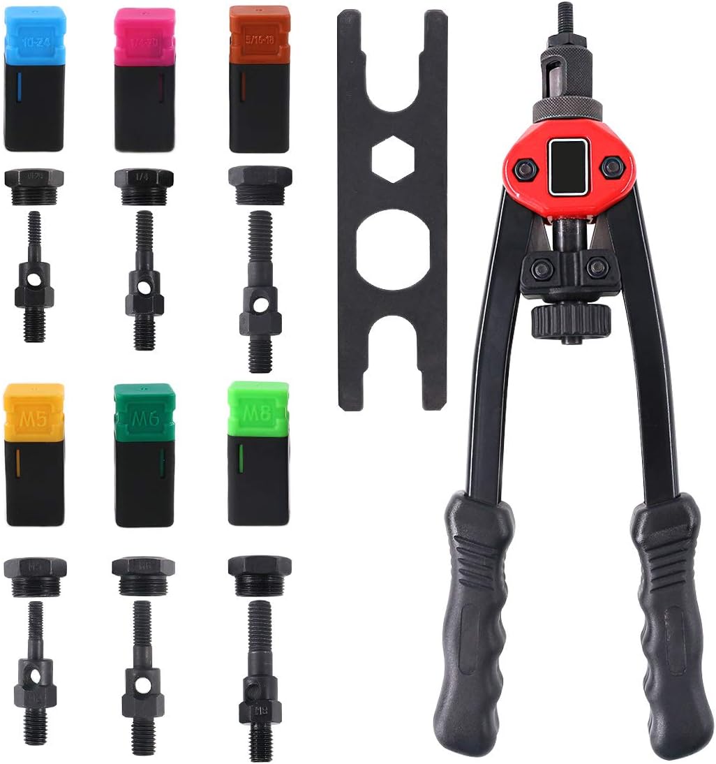 Hilitchi 13” Nut Cert Tool Kit with 6Pcs Metric & SAE Mandrels M5, M6, M8, 10-24, 1/4-20, 5/16-18 Easily Handling Hand Tools Pack of 2