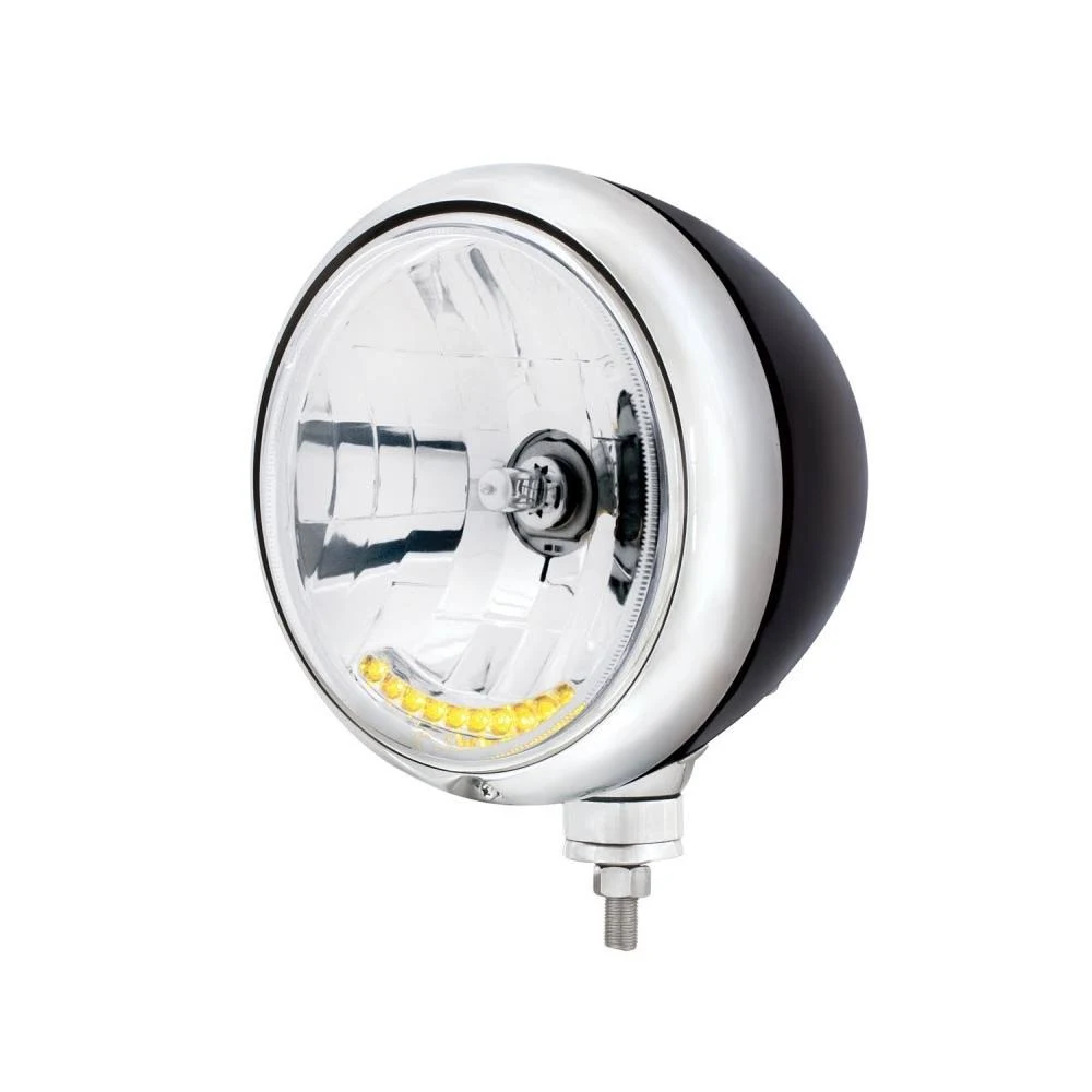 Black Guide Headlight H4 Bulb w/ 10 Amber LED
