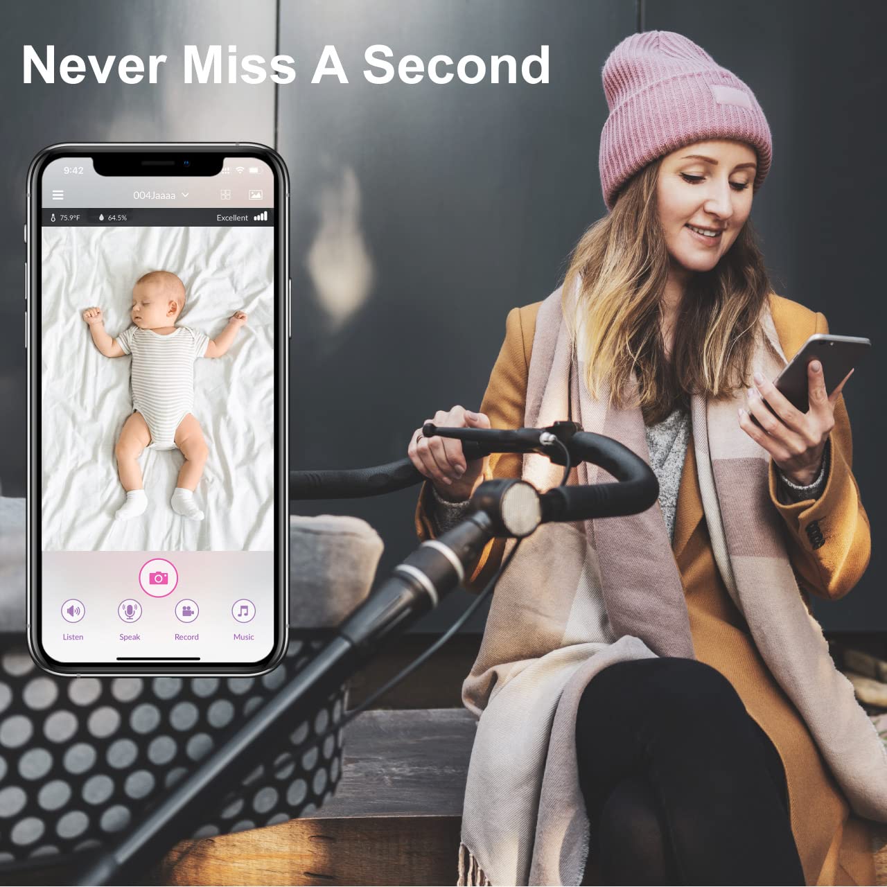 iBaby M2C WiFi Baby Monitor Camera with FHD Audio 1080P with Night Vision Wall Mount Kit Included 2021 Updated Video Audio Quality with Motion Crying Alerts, White Pack of 2