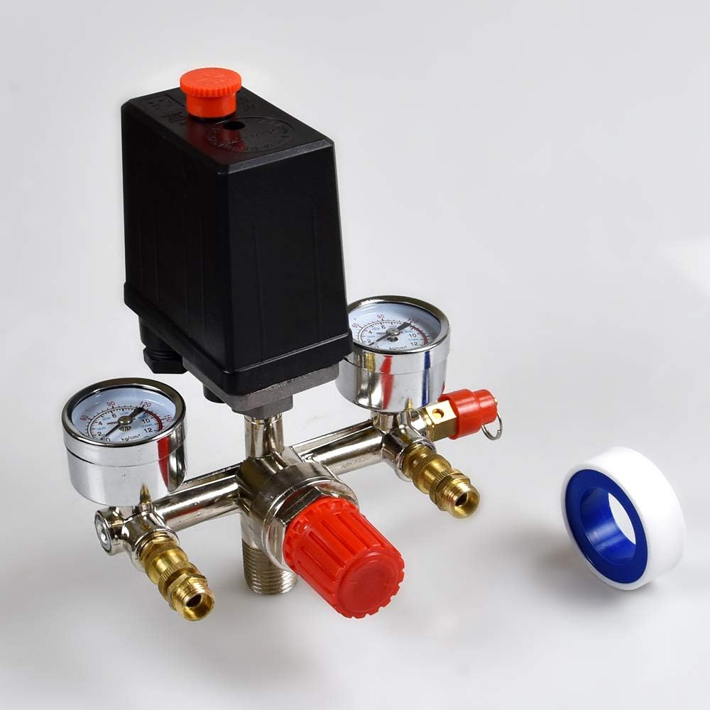 Air compressor pressure valve pressure switch manifold regulator instrument air compressor pressure switch control valve 90-120PSI (vertical switch) Pack of 2