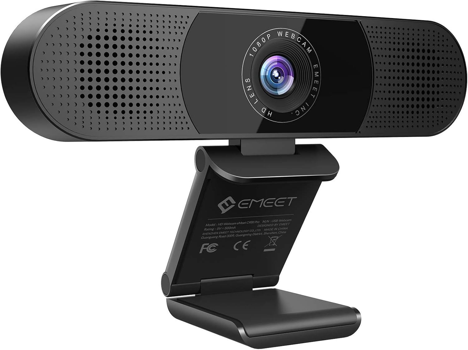 3 in 1 Webcam - eMeet C980 Pro Webcam with Microphone, 2 Speakers & 4 Built-in Omnidirectional Microphones Arrays, 1080P Webcam for Video Conferencing Streaming, Noise Reduction, Plug & Play, w/Cover Pack of 2