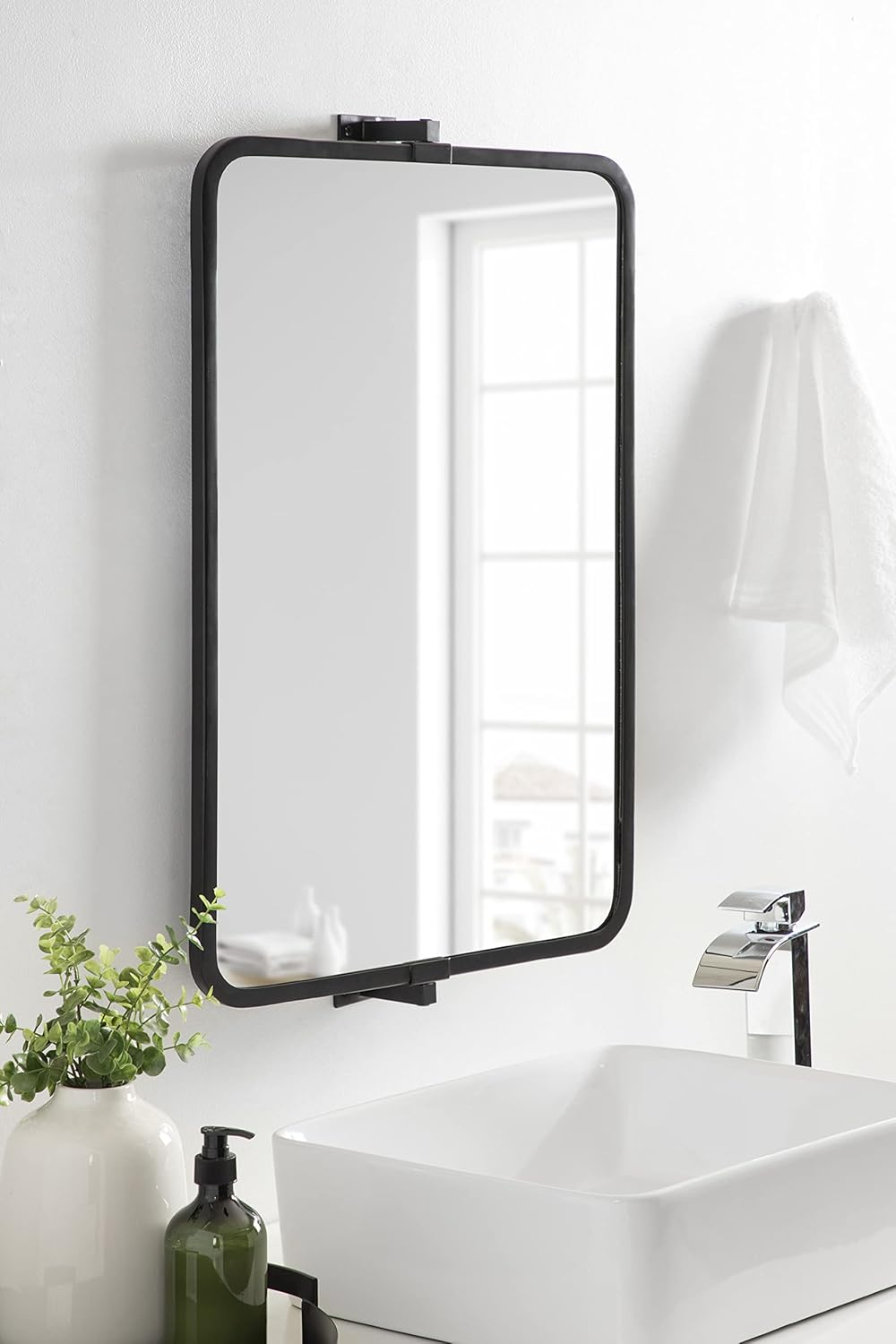 Kate and Laurel Elijah Pivot Wall Mirror, 32x20, Black