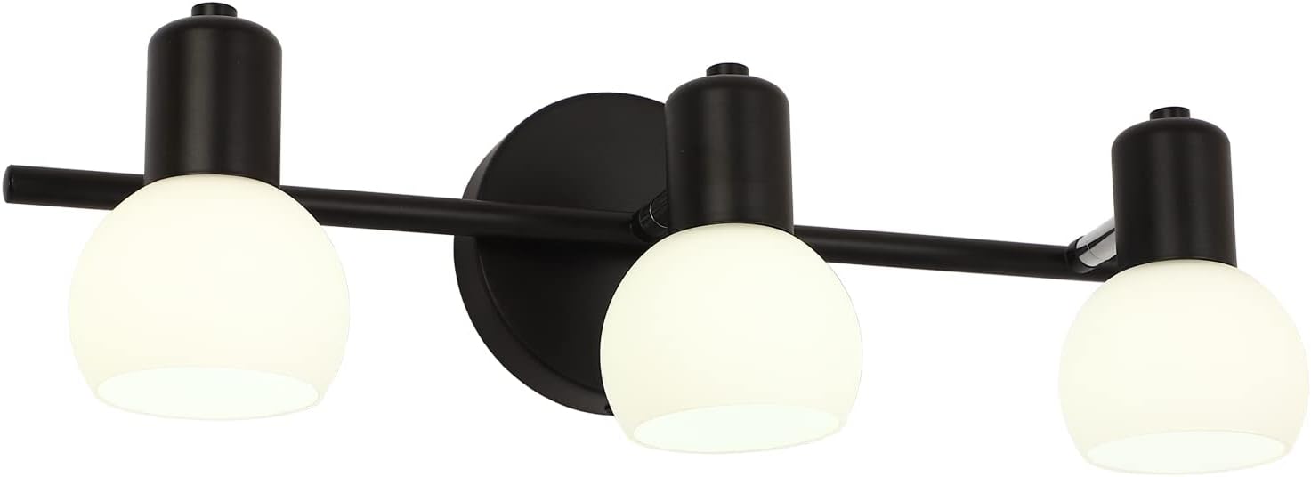 GUFLEW Wall Track Lighting (Bulbs Included) 3-Light Wall and Ceiling Mount Over Mirror Wall Light Fixtures Black Finish Bathroom Vanity Lights for Bathroom