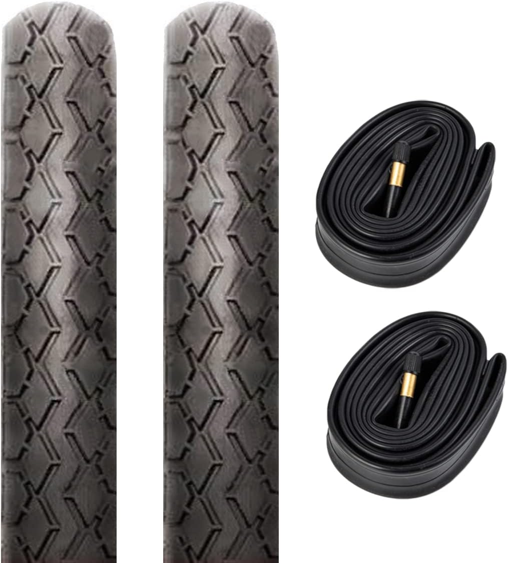 2-Pack 700C Road Bike Tires 700 x 38C Plus 2 Pack 700C Bike Tubes 700x35C/43c AV48mm Schrader Valve Compatible with 700 x 38C 28