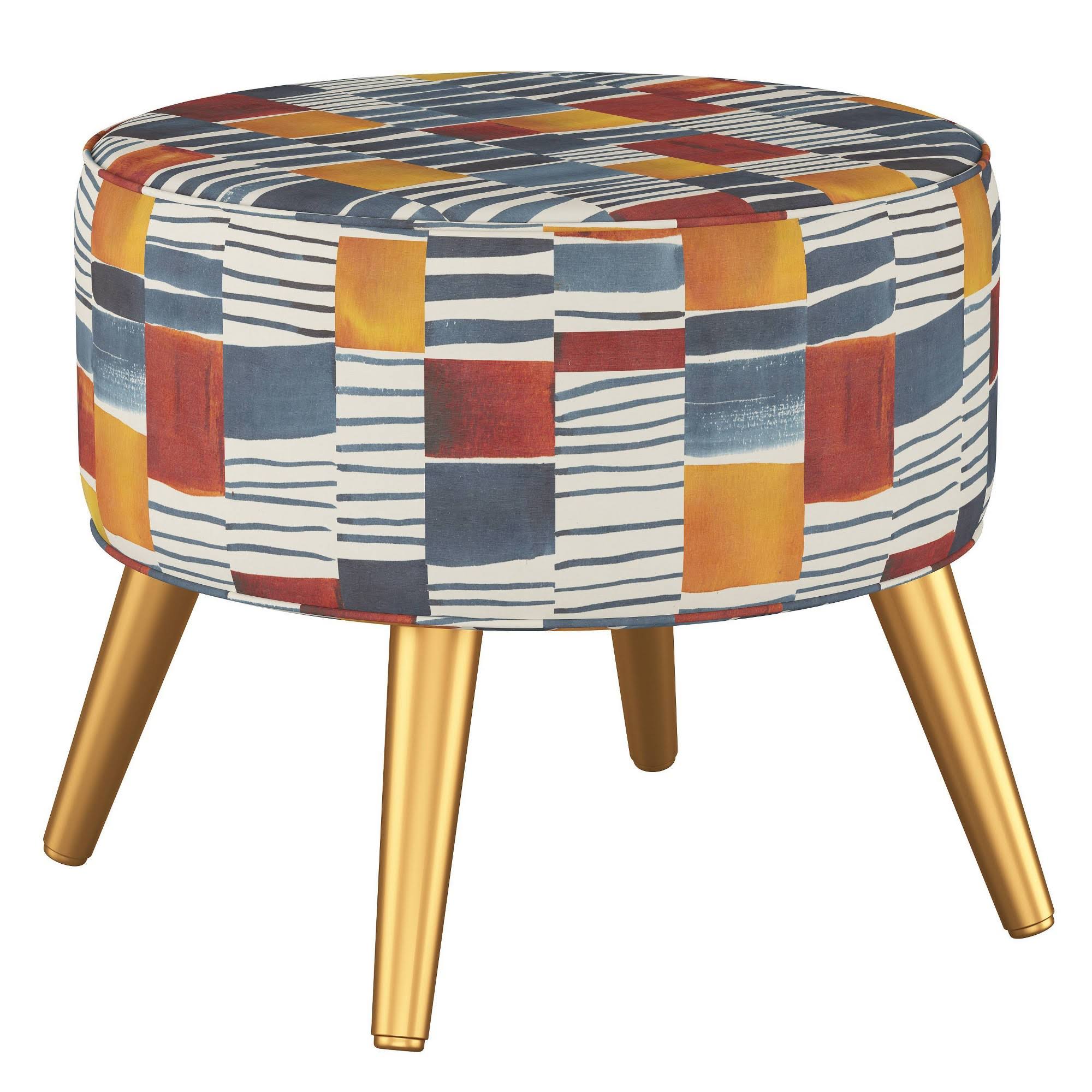 Riverplace Round Cone Leg Ottoman Painters Block Multi - Project 62