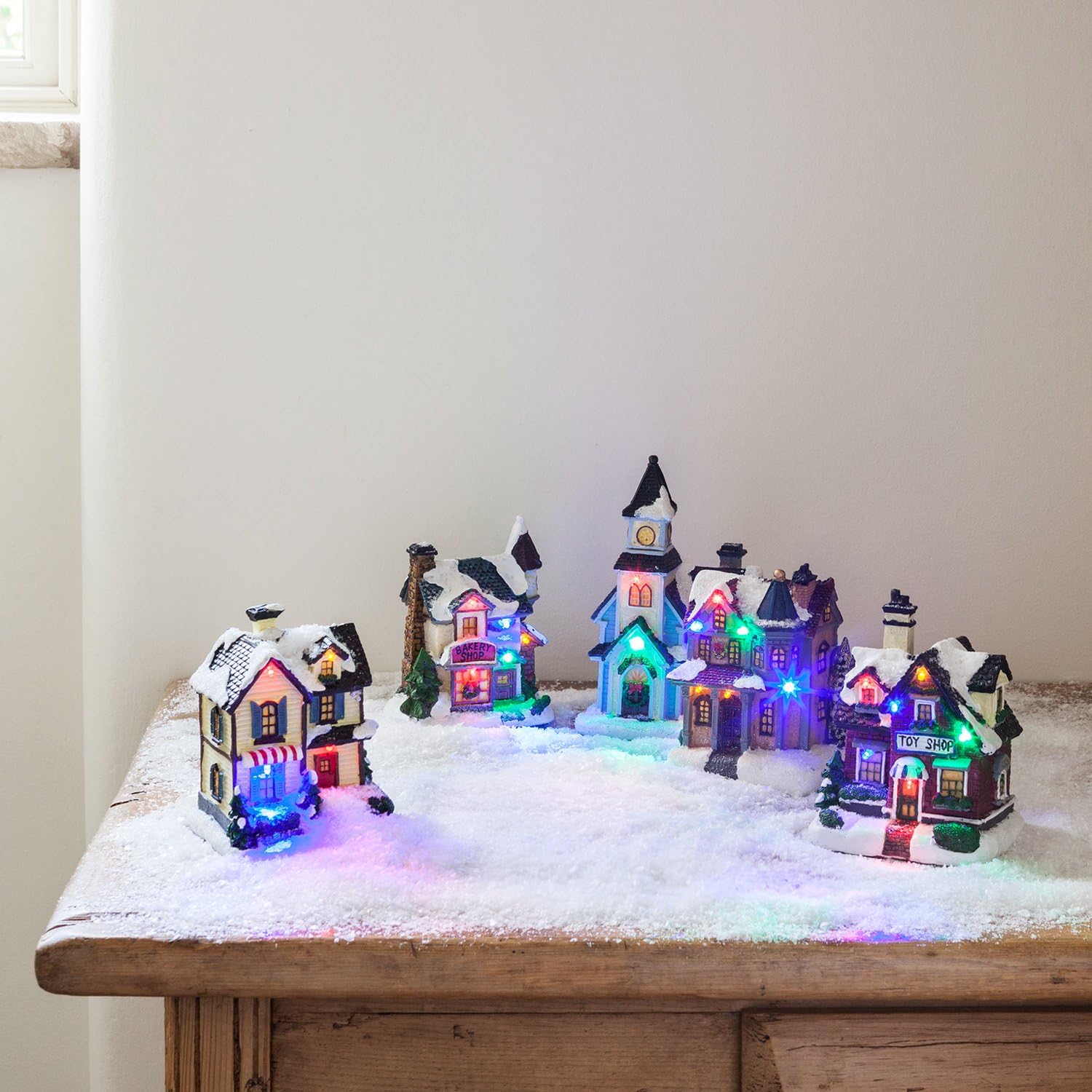 Battery Operated LED Light Up Christmas Village Scene Pack of 2