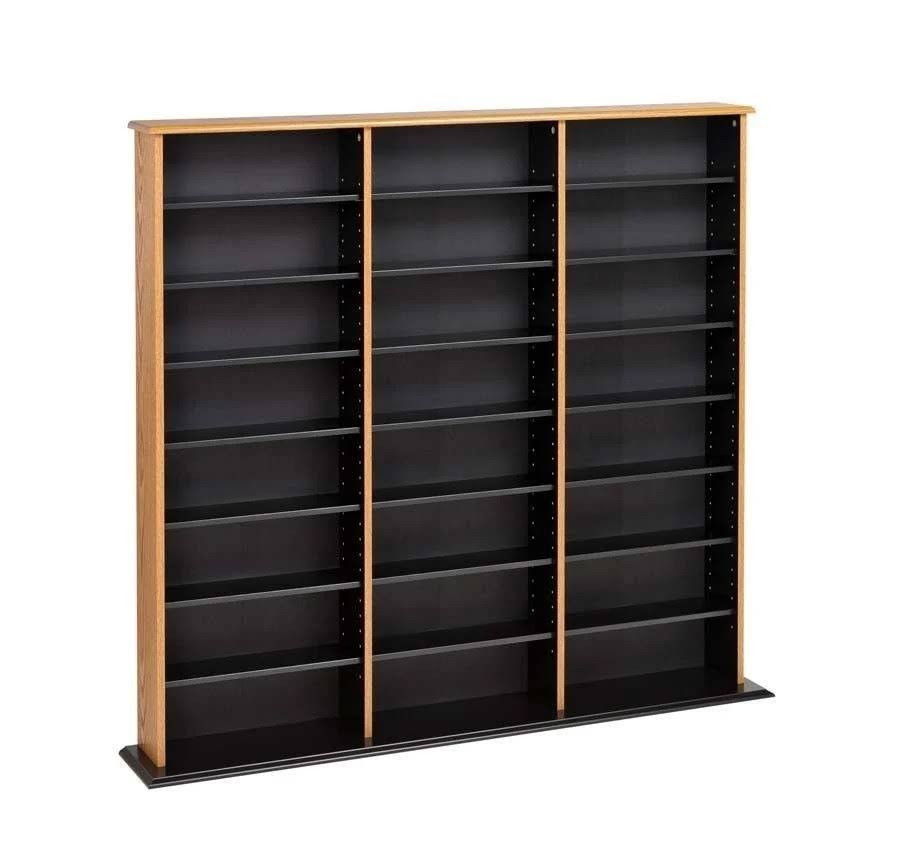 CD DVD Storage Cabinet Wood Home Furniture Multimedia Wall Shelf Rack Black Oak