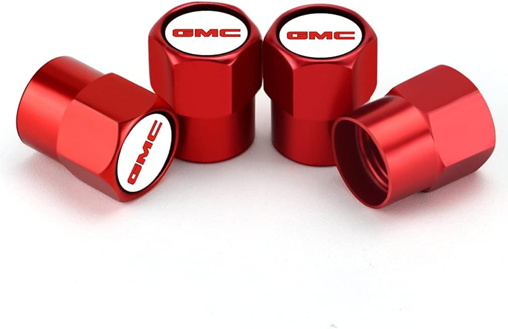 Hisport Hex 016 Red 4pcs Universal Car Tire Valve Stem Caps Air Cover Fit GMC Accessories