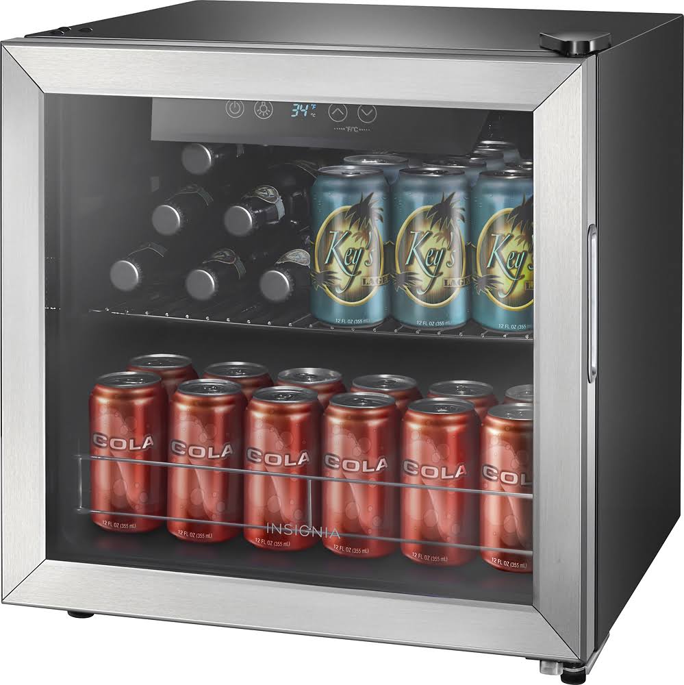 Insignia NS-BC48SS7 48-Can Drinks Chiller - 18.9x22 - 1.5 cu ft - Stainless Steel/Black