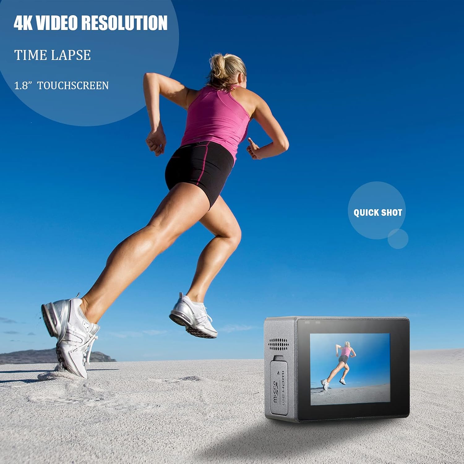 AEE Silver 4K WiFi Sports Action Camera, Ultra HD 133 Feet Waterproof DV Camcorder with Touch Screen, 16MP Image Resolution, 4X Digital Zoom with Degree Wide Angle Lens Pack of 2