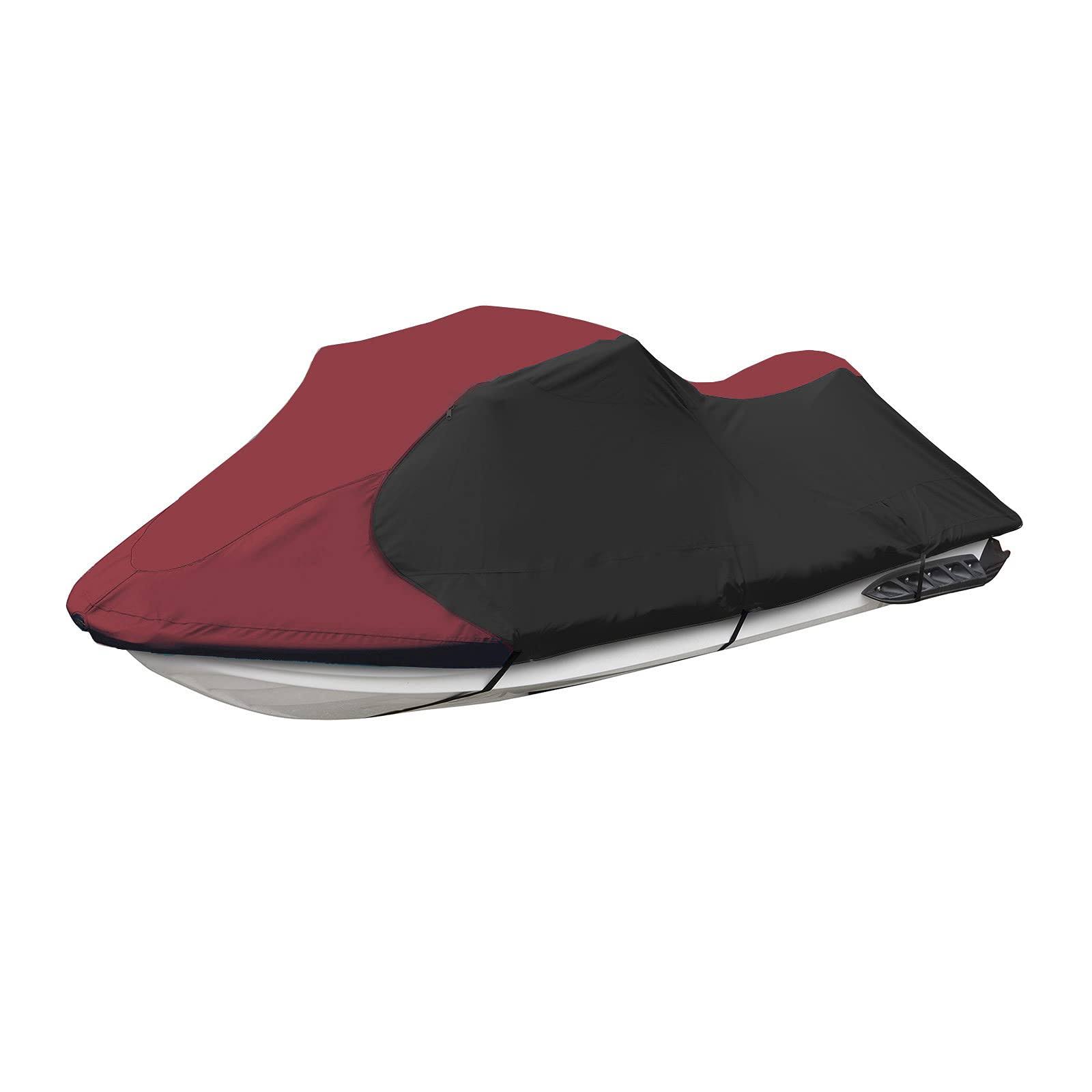 Jetpro Burgundy/Black Jetski Cover Polaris Sea Doo Yamaha Kawasaki Tiger Shark Honda Jet Ski PWC Fits from 103-115(1 or 2 Seater