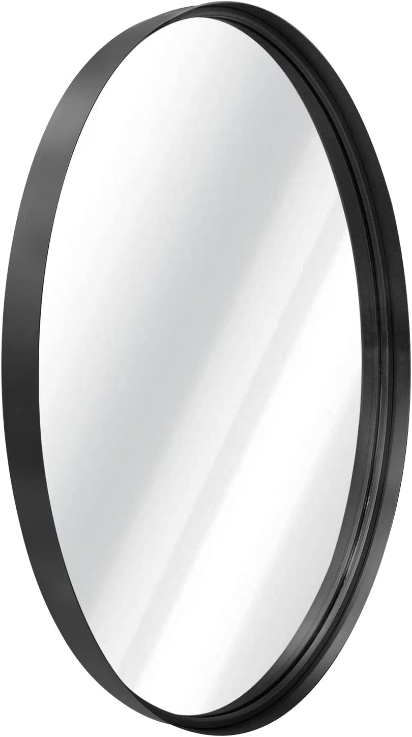 AIXI HOME Oval Wall Mirror, 24x36 Inch Mirror for Bathroom, Vanity, Living Room, Black 2 Inch Deep Metal Frame Wall Mounted Mirror