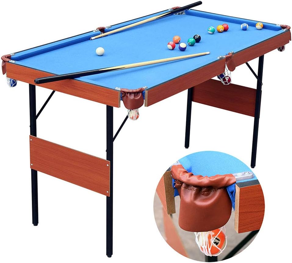Funmall 55'' Folding Pool Table Space Save Billiard Table for Kids and Adults with Cues, Ball, Chalk, Rack, Brush Included