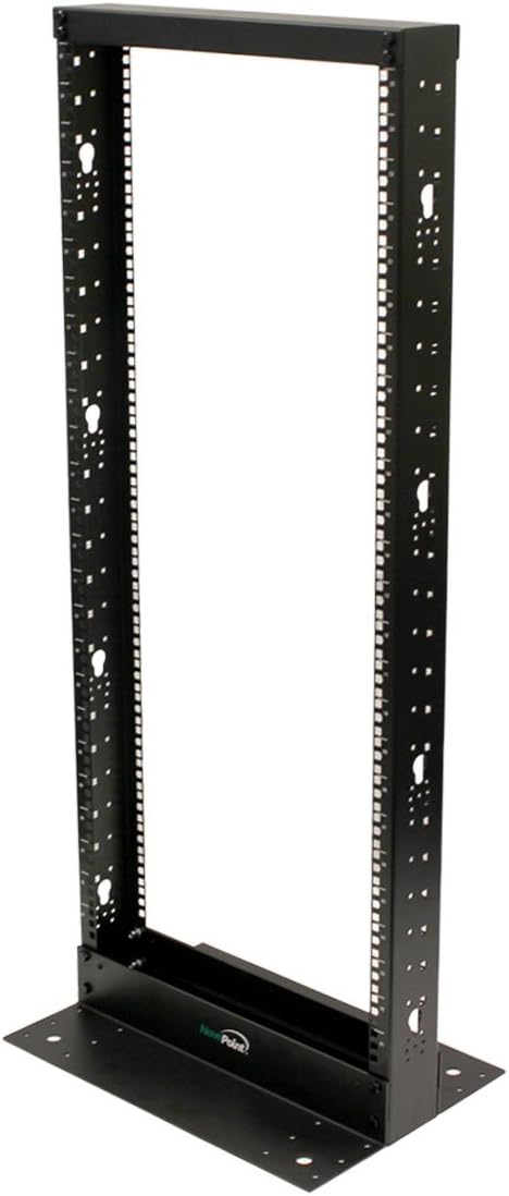 NavePoint 25U Professional 2-Post IT Open Frame Server Network Relay Rack 4.5 Feet Tall Black