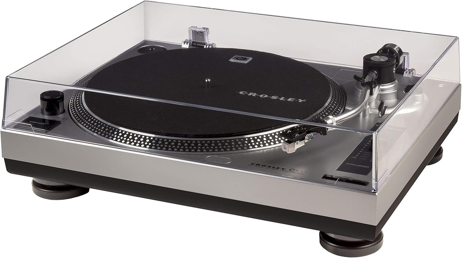 Crosley C100BT-BK Belt-Drive Bluetooth Turntable with S-Shaped Tone Arm with Adjustable Counterweight, Black