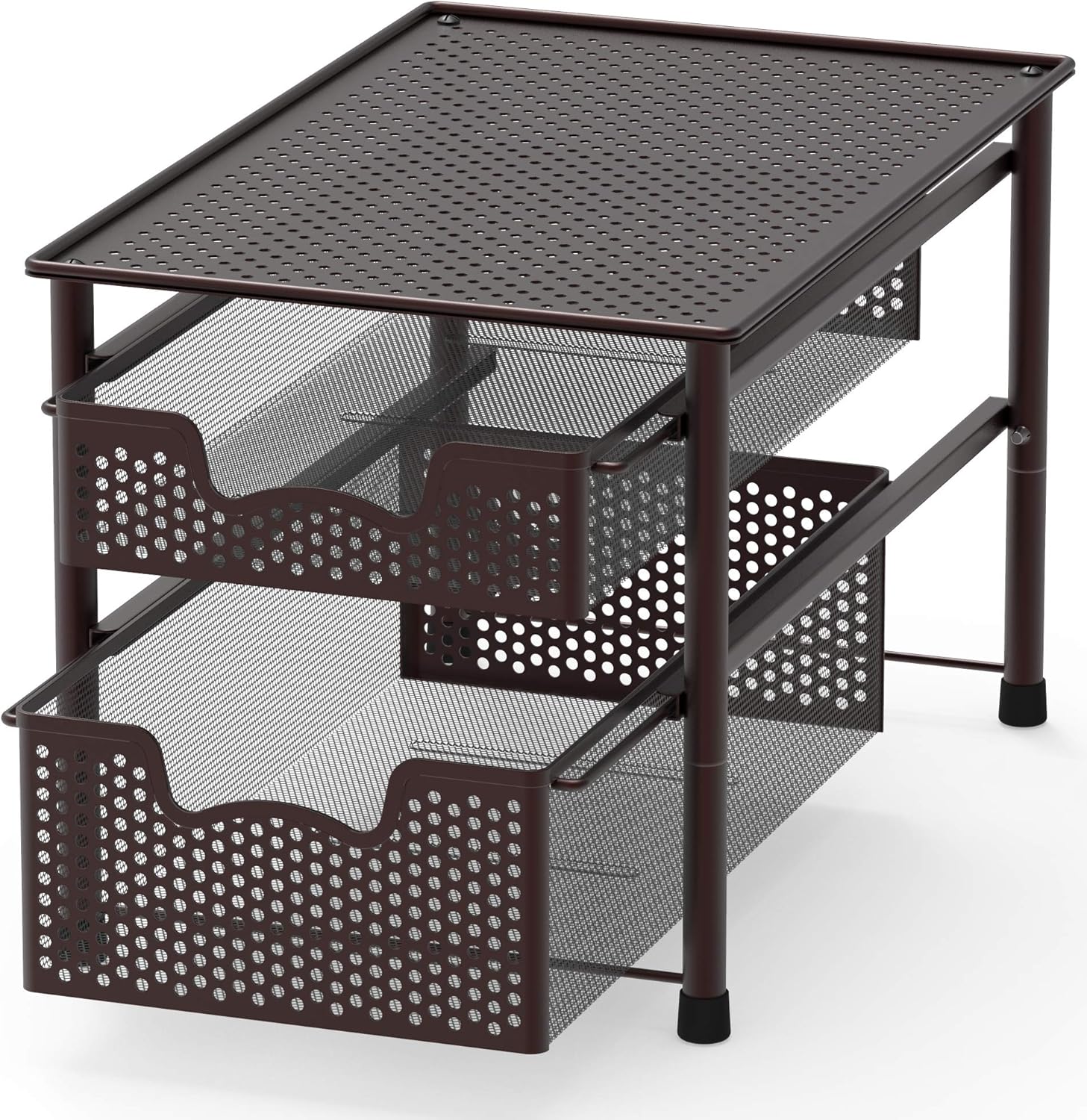 Simple Houseware Stackable 2 Tier Sliding Basket Organizer Drawer, Silver