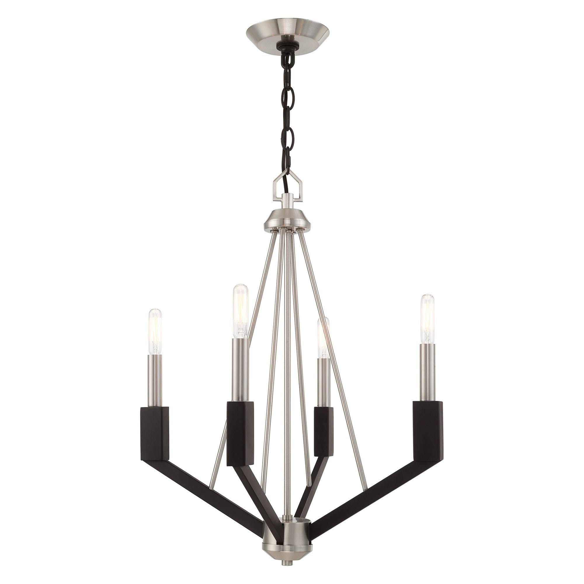 Livex Lighting 51164-91 Beckett 4-Light Mini Chandelier, Brushed Nickel u0026 Black