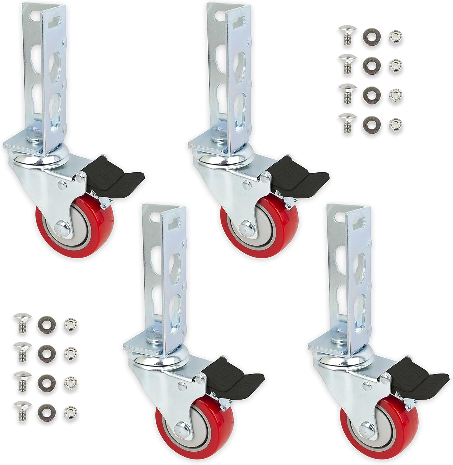 4pc - Storage Rack Caster Wheels (Adapts to Boltless Self Locking Shelving Racks) (3