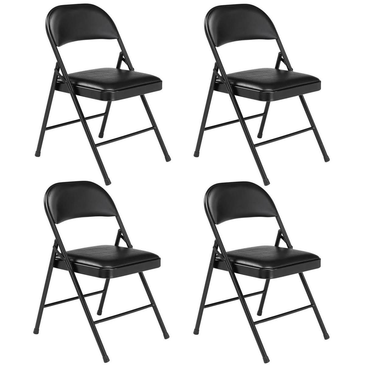 National Public Seating National Seating 4X 950 Commercialine Vinyl Padded Steel Folding Chair,black 950 4